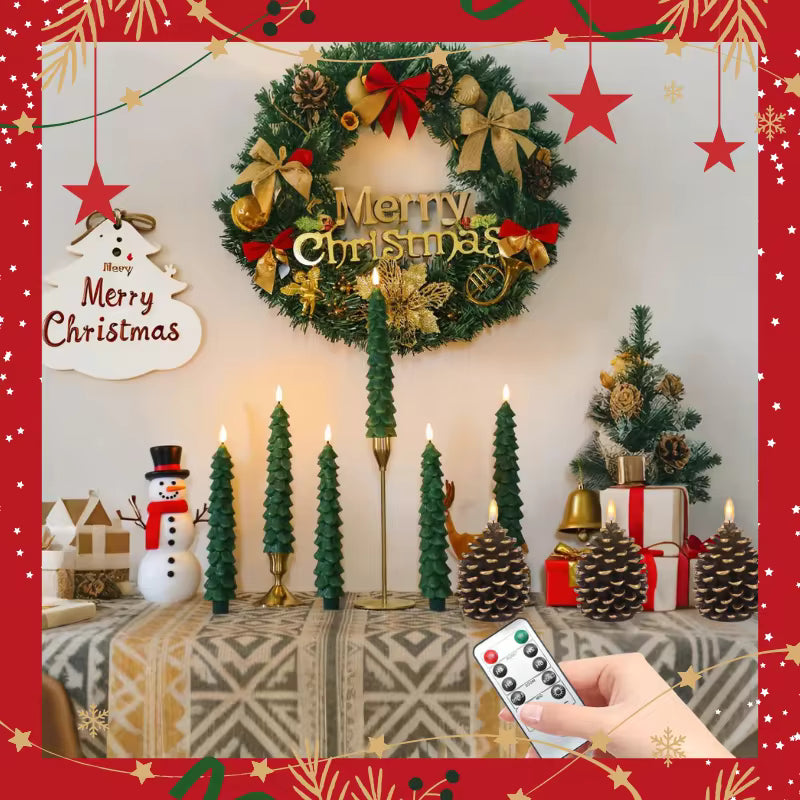 Set of 3 LED Christmas Tree Candles – with Remote Control